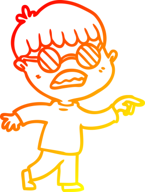 Bir insan tarafından çizilmiş gözlük takan çizgi film çocuğu çizimi.