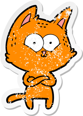 Bir insan tarafından çizilmiş karikatür bir kedinin sıkıntılı çıkartması.