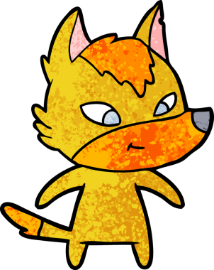 Bir insan tarafından çizilmiş tilki çizgi film karakteri