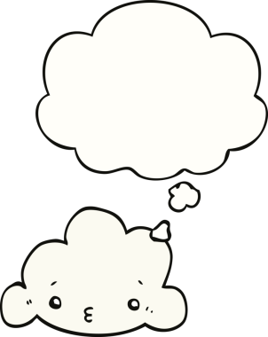 Bir insan tarafından çizilmiş düşünce baloncuklu çizgi film bulutu