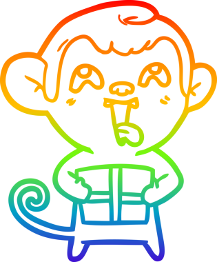 gökkuşağı gradyan çizimi çılgın bir çizgi maymun ve bir insan tarafından çizilmiş noel hediyesi