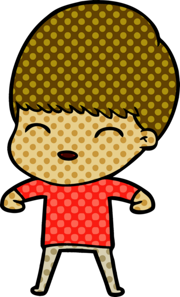 Bir insan tarafından çizilmiş mutlu çizgi film çocuğu.