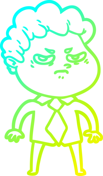 Bir insan tarafından çizilmiş kızgın bir adamın soğuk çizgi çizimi.