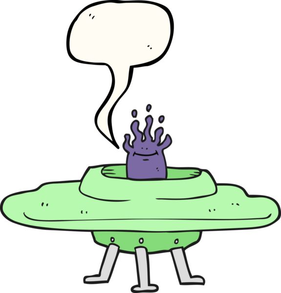 Bir insan tarafından çizilmiş serbest konuşma balonu uçan daire.