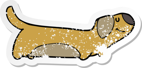 Bir insan tarafından çizilmiş bir karikatür köpeğinin sıkıntılı çıkartması.