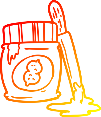 Bir insan tarafından çizilmiş fıstık ezmesi kavanozunun sıcak çizgi çizimi