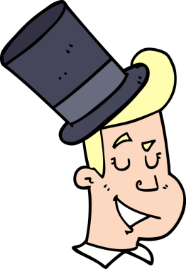 Bir insan tarafından çizilmiş silindir şapkalı bir adam.