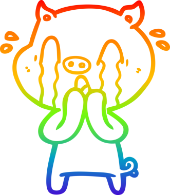 gökkuşağı gradyan çizimi bir insan tarafından çizilmiş ağlayan domuz çizgi filmi