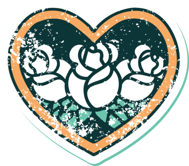 Bir insan tarafından çizilmiş kalp ve çiçeklerin sembolik depresif dövme şekli