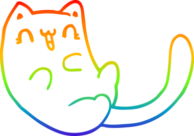 gökkuşağı gradyanı çizimi bir insan tarafından çizilmiş çizgi film kedisi