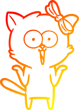 Bir insan tarafından çizilmiş çizgi film kedisinin sıcak çizgi çizimi