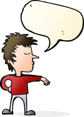 Karikatürist, bir insan tarafından çizilmiş konuşma balonuyla kamp jesti yapıyor.