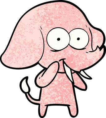 Bir insan tarafından çizilmiş mutlu bir fil.