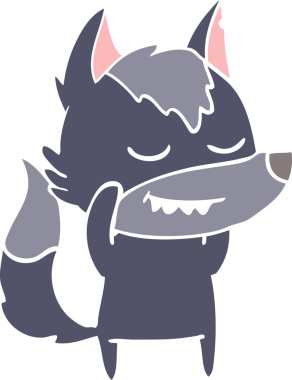 Bir insan tarafından çizilmiş düz renkli çizgi film kurdu.