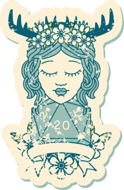 Retro Dövme Tarzı İnsan Druid Bir insan tarafından çizilmiş doğal 20 rulo ile