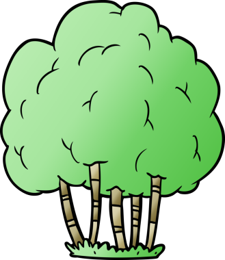 Bir insan tarafından çizilmiş çizgi film ağacı.