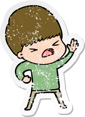 Bir insan tarafından çizilmiş stresli bir çizgi film çıkartması.