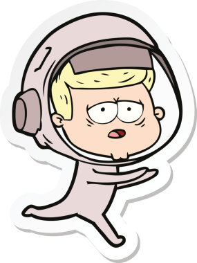 Bir insan tarafından çizilmiş yorgun bir astronotun çıkartması.