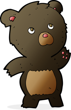 Bir insan tarafından çizilmiş meraklı kara ayı çizgi filmi.