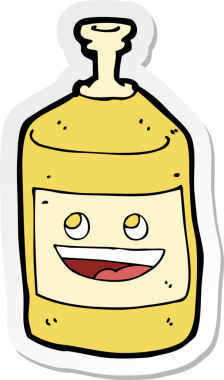 Bir insanın çizdiği meyve suyu şişesinin etiketi.