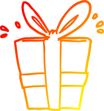 Bir insan tarafından çizilmiş bir hediyenin sıcak çizgi çizimi