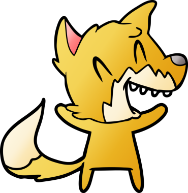 Bir insan tarafından çizilmiş gülen tilki çizgi filmi.