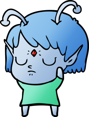 Bir insan tarafından çizilmiş uzaylı kız.