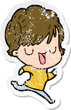 Bir insan tarafından çizilmiş karikatür kadının sıkıntılı çıkartması.