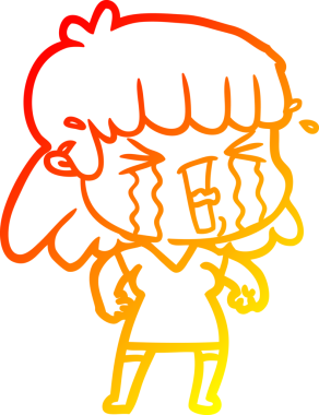 Bir insan tarafından çizilmiş göz yaşları içindeki çizgi film kadını çizimi.