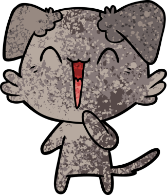 Bir insan tarafından çizilmiş gülen küçük köpek çizgi filmi.