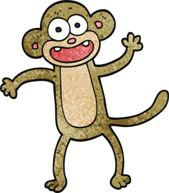 Bir insan tarafından çizilmiş çılgın maymun.