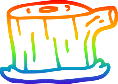 gökkuşağı gradyanı çizimi bir insan tarafından çizilmiş ağaç kütüğü