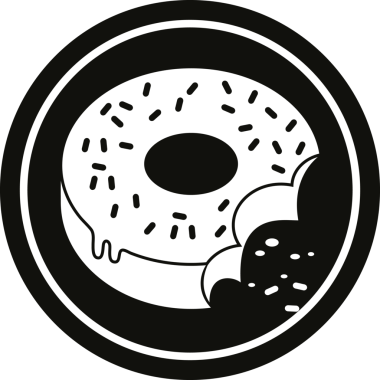 Isırılmış donut dairesel sembolü bir insan tarafından çizilmiş.