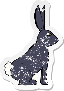 Bir insan tarafından çizilmiş karikatür tavşanın gerilmiş yapıştırması.
