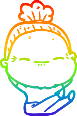 Gökkuşağı gradyan çizimi bir insan tarafından çizilmiş barışçıl yaşlı bir kadının çizimi