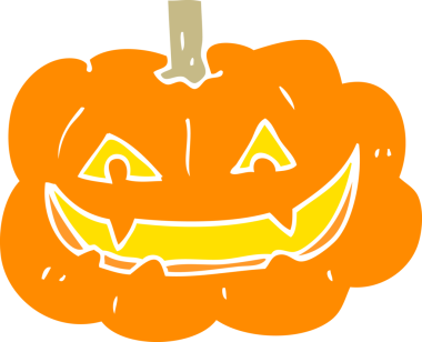 Bir insan tarafından çizilmiş ürkünç balkabağının düz renk çizimi