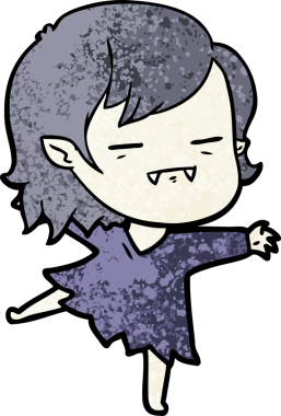 Bir insan tarafından çizilmiş ölümsüz vampir kız çizgi filmi.