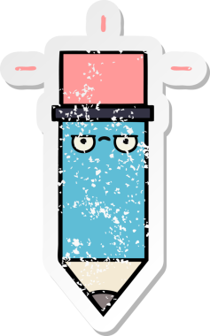 Bir insan tarafından çizilmiş şirin bir karikatür kaleminin sıkıntılı çıkartması.