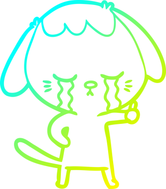 Bir insan tarafından çizilen çizgi film köpeğinin soğuk gradyan çizgisi.