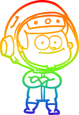 gökkuşağı gradyan çizimi mutlu bir astronot çizgi filmi bir insan tarafından çizildi