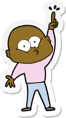 Bir insan tarafından çizilmiş kel bir adamın çıkartması.