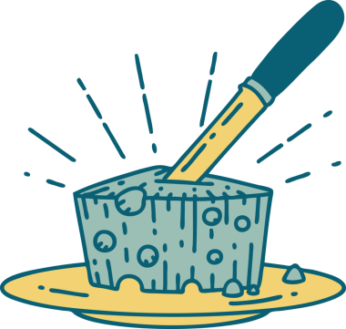 Bir insan tarafından çizilmiş geleneksel bir peynir dövmesi çizimi.