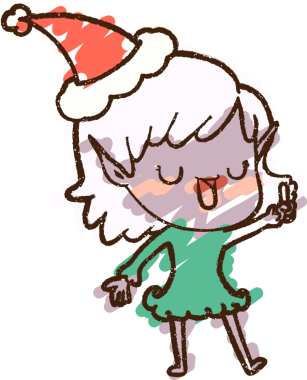 Bir insan tarafından çizilen Noel Elf Tebeşiri