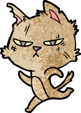 Bir insan tarafından çizilmiş sert çizgi film kedisi.