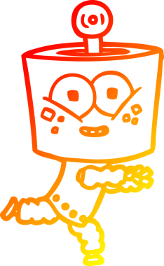 Bir insan tarafından çizilmiş mutlu bir çizgi robot çizimi