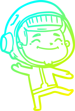 Bir insan tarafından çizilmiş mutlu bir astronotun soğuk gradyan çizimi.