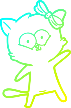 Bir insan tarafından çizilen çizgi film kedisinin soğuk gradyan çizgisi.