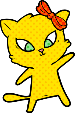 Bir insan tarafından çizilmiş çizgi film kedisi.