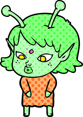 Bir insan tarafından çizilmiş güzel uzaylı kız.