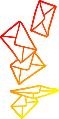 Bir insan tarafından çizilen zarfların sıcak gradyan çizgileri